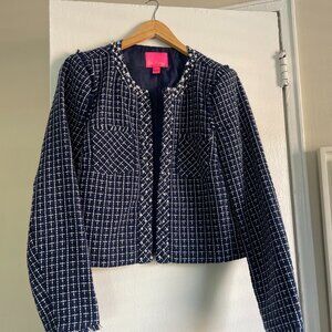 Lily Pulitzer Navy/White Cropped Blazer